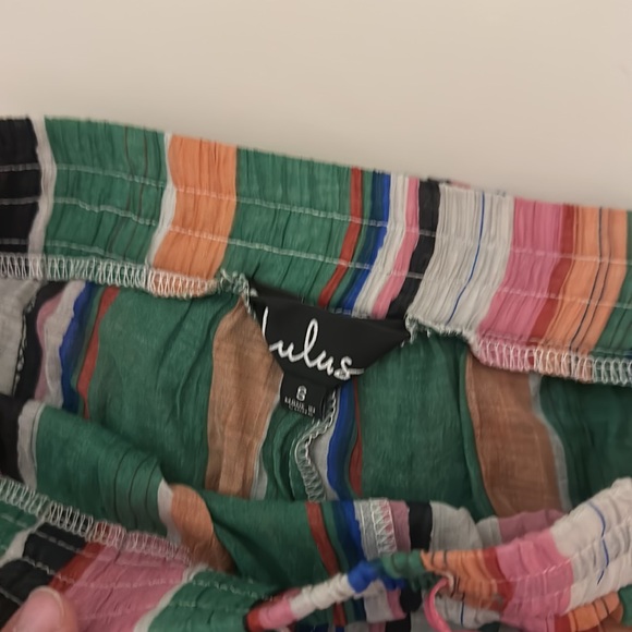 Lulus Striped Sheer Wide Leg Beachy Coastal Pants Pink Green Size Small - Picture 11 of 13